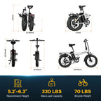 Cybervelo 1000W High-Speed Brushless Electric Bike 20 Inch Fat Tire Folding Design for Adults 48V Removable Battery up to 80 Miles Range Commuter E-Bicycle EK4