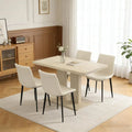 5-Piece Dining Set with 4 Upholstered Leather Chairs, 46 Pedestal Table, Modern Kitchen Furniture, Natural Finish