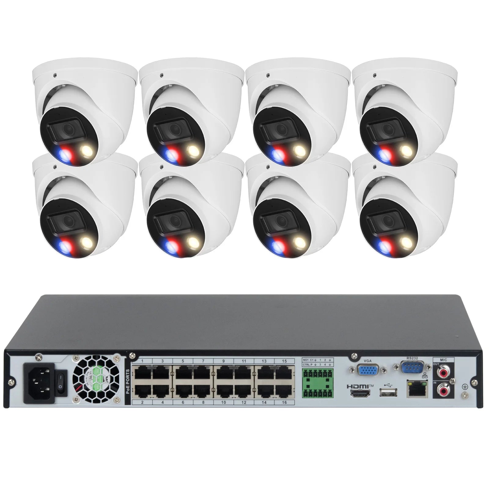 16CH 4K POE NVR CCTV Security Camera System 8MP Full Color Night Vision Outdoor Video Surveillance Kit 2 Way Audio Alarm