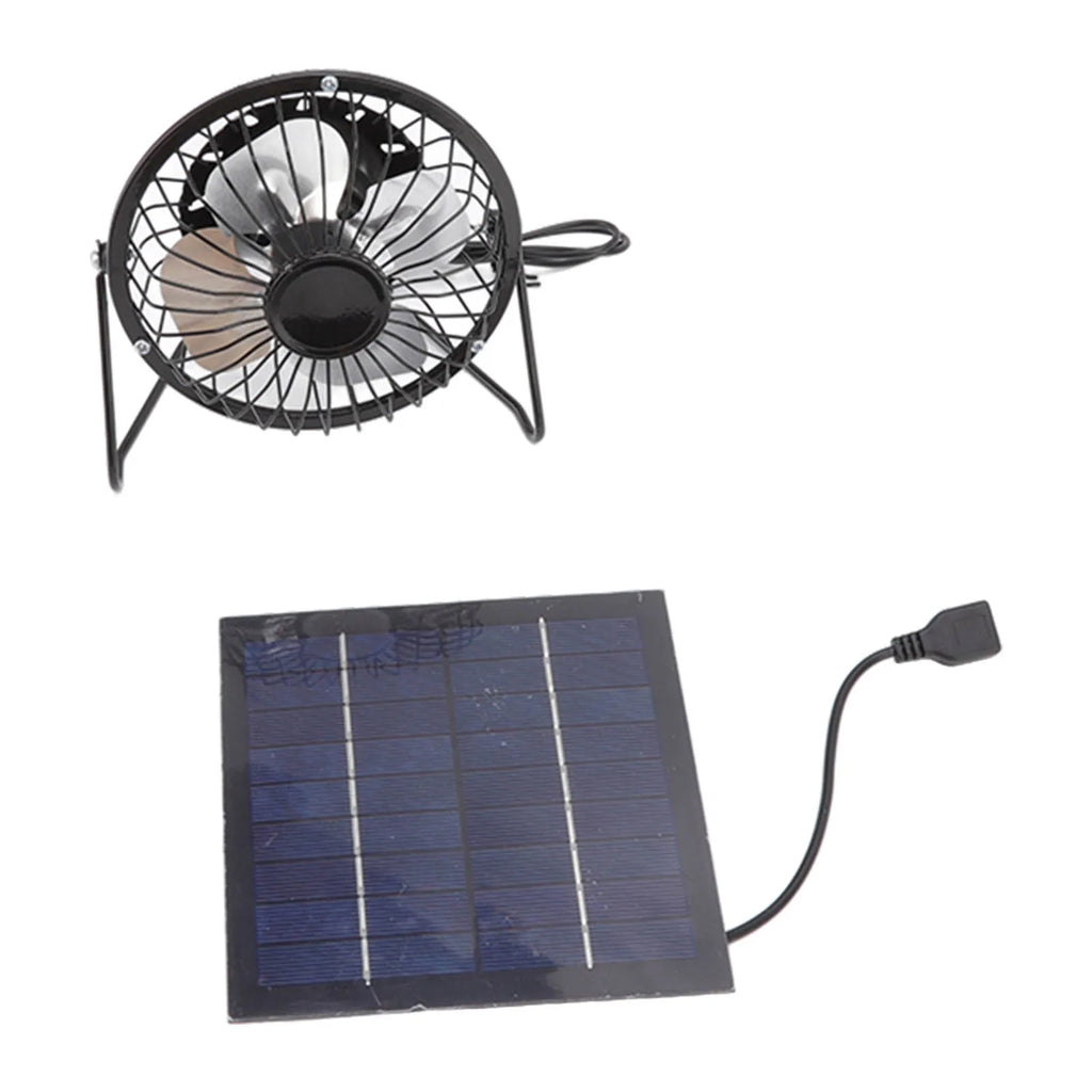 DC5v 2.5w Photovoltaic Solar Panel Set with Portable USB Cooling Fan Ventilation System For Greenhouses Trailers RVs