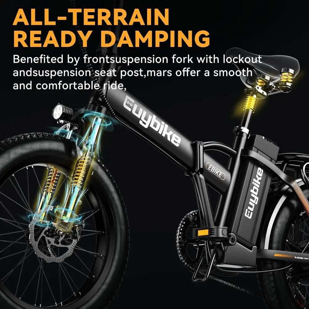 48V 20AH Removable Battery Electric Bike - 1000W, 80-Mile Range, 20 Tires for Adults