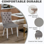 47.2 Inch Silver Round Dining Table with 4 Velvet Chairs - Modern 5-Piece Set