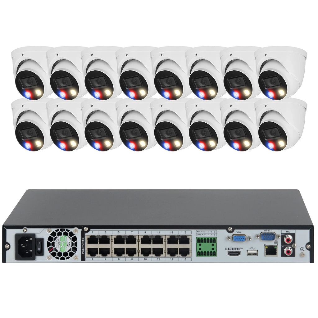16CH 4K POE NVR CCTV Security Camera System 8MP Full Color Night Vision Outdoor Video Surveillance Kit 2 Way Audio Alarm