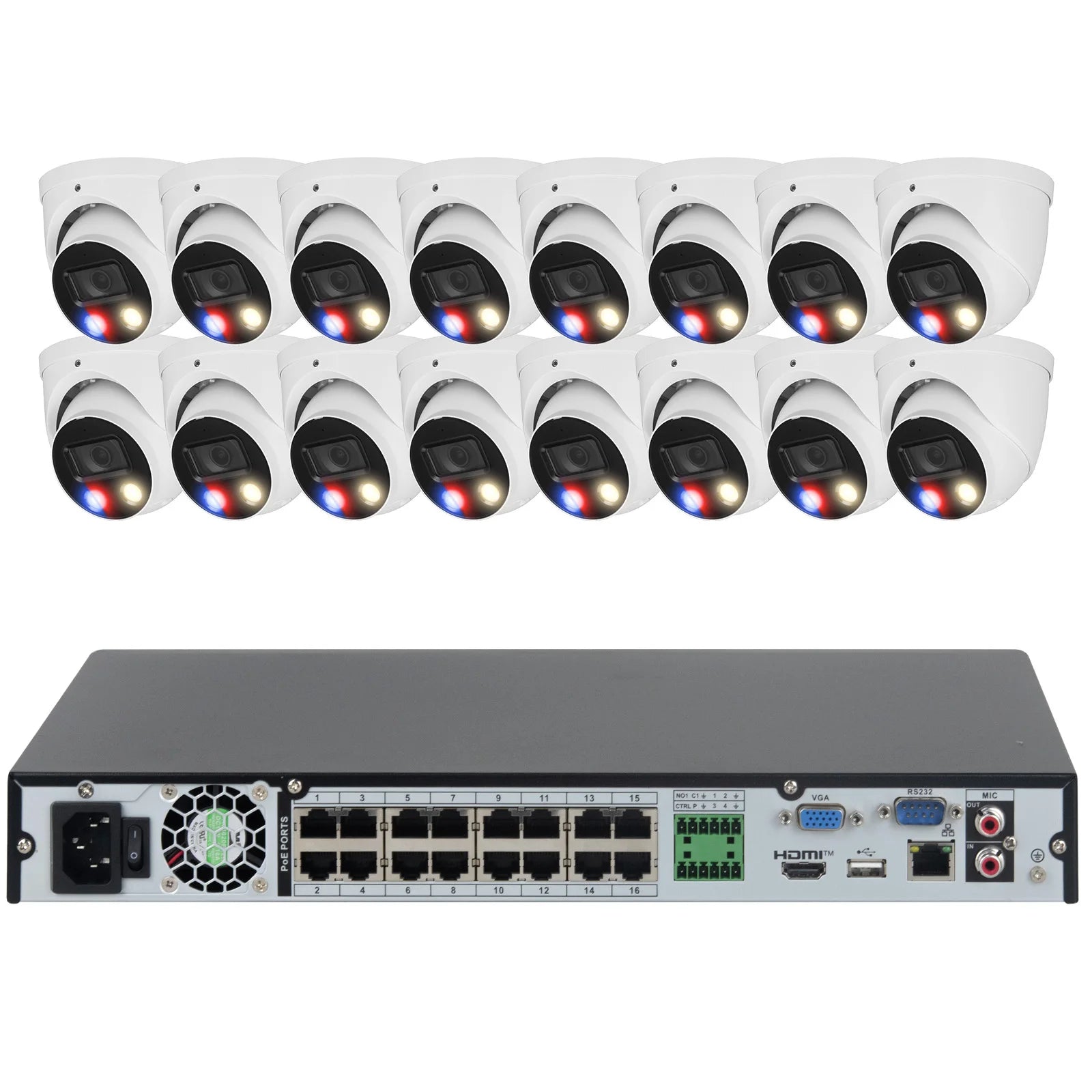 16CH 4K POE NVR CCTV Security Camera System 8MP Full Color Night Vision Outdoor Video Surveillance Kit 2 Way Audio Alarm