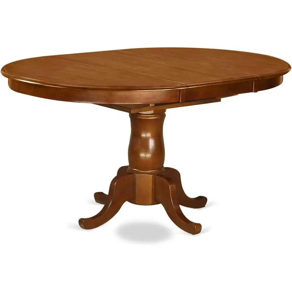 Oval Dining Table Set with 6 Linen-Fabric Chairs, 42x60 Inches, Brown