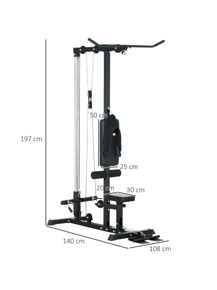 Home power rack, rowing machine, without weights, home fitness equipment, steel, faux leather, black