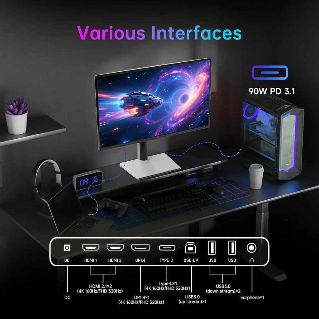 KTC 27 Inch 4K Gaming Monitor, Dual Mode UHD 160Hz & FHD 320Hz, Fast IPS, HDR400 90W Type-C, HDMI 2.1 & DP 1.4 H27P6