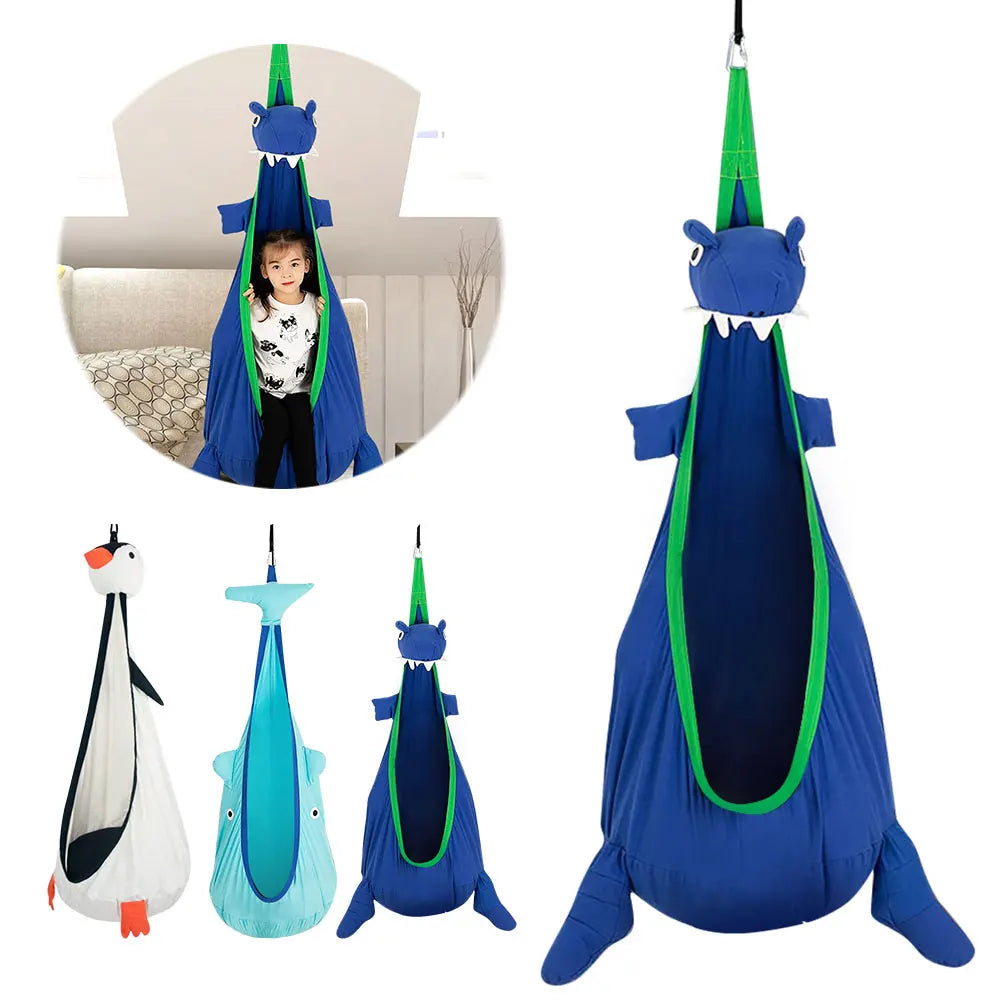 Children Cloth Swing Bed Animal Shape Cozy Swing Pod Chair Wear Resist Comfortable Seat Nest for Indoor Courtyard Playing