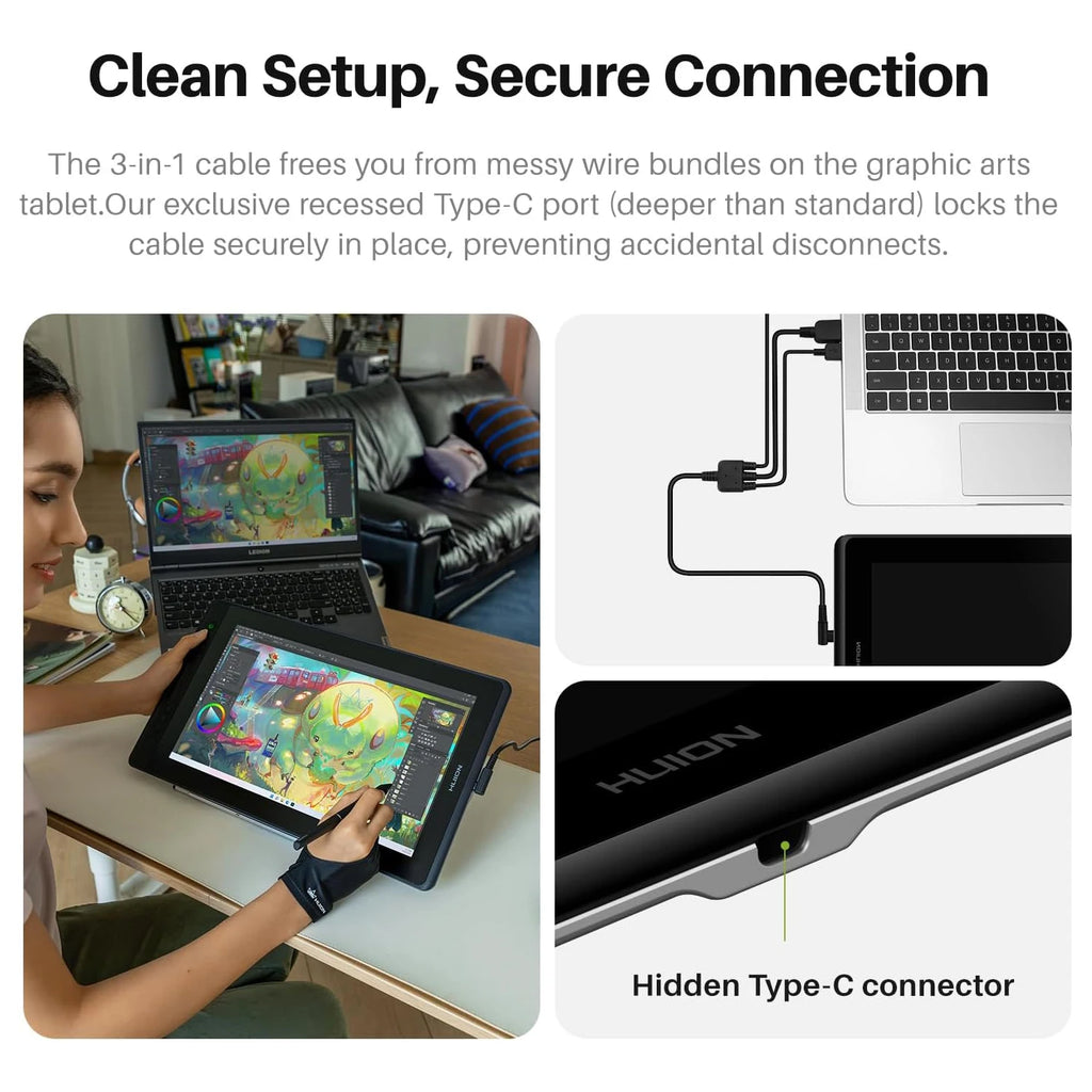 Huion Kamvas Pro 16 V2 Graphics Tablet 15.6 Inch Display PenTech 4.0 Stylus 16K Levels Pressure, 2nd Gen Anti-glare Etched Glass