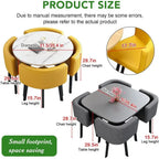 Elegant 5-Piece Dining Set or 4-Seat Round Kitchen Table with Upholstered Chairs & Metal Base, Space-Saving Furniture for Living