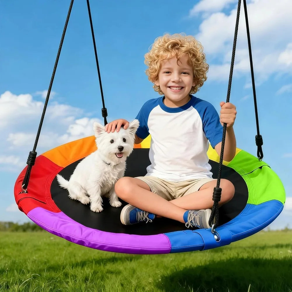 35" Swing Set with Stand, 32mm Steel Frame, X-Base, 330lbs Capacity, Suitable for Both Indoor and Outdoor Use