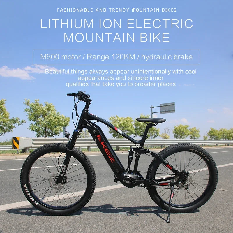 US Warehouse AKEZ 27.5" Electric Bike 48V 500W Bafang Motor, 13Ah Lithium Battery Powerful Adult E-Bike
