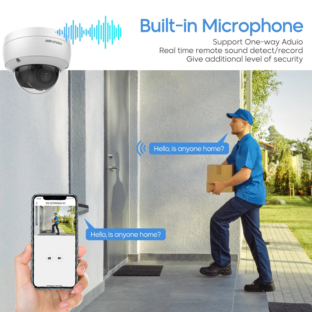 Hikvision 8CH 4K NVR Kit H.265 CCTV Security Camera System 8MP Audio 4K Vandal-Proof Dome POE Video Surveillance Set