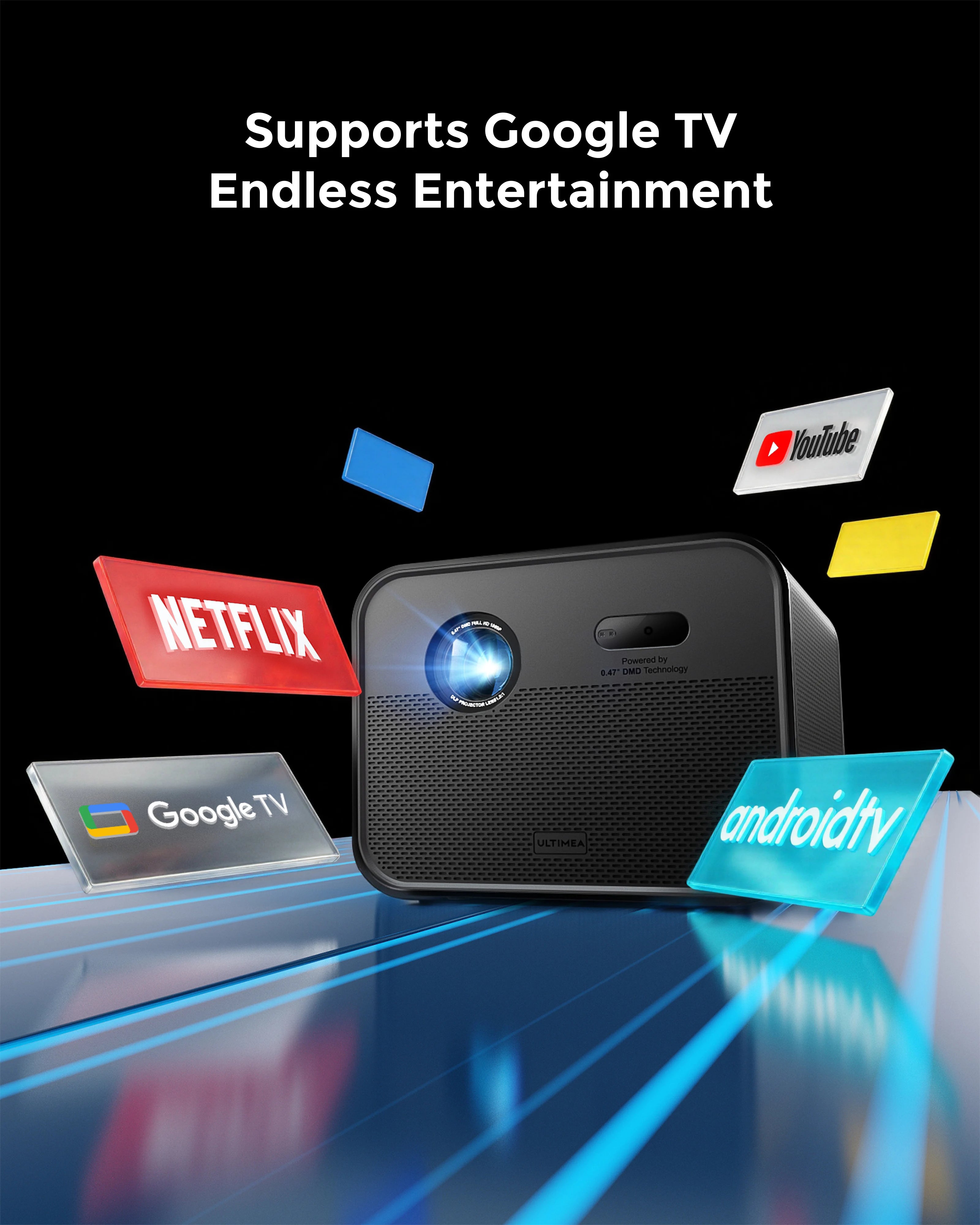 ULTIMEA Full HD 1080P Projector 4K DLP 1800 ANSI Lumens Android TV 11.0 3D 4K Supported 5G WiFi Smart Home Theater Projector