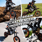 KEXZERON Electric Bike for Teens Adults, 12"/10" Fat Tire 3000W 34MPH Electric-Dirt-Bike，31 Miles Max Speed with 48V 30AH Battery Electric-Motorcycle Mountain Off-Road EBike