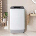 Full-Automatic Washing Machine Top Load Portable Compact Laundry Washer Spin with Drain Pump,10 programs 8 Water Level Selections with LED Display 17.8 Lbs Capacity, black