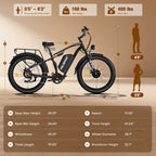 3000W Dual Motor Electric Bike 26' Fat Tire Ebike 32MPH 52V 25Ah Battery 80 Miles Range Full Suspension Off-Road Bicycle for Adults Hydraulic Brakes Snow Sand Mountain