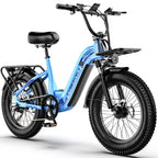 1000W Peak Step-Through Electric Bike for Adults, 20 Inch Fat Tire Commuter Ebike, 48V 20Ah Removable Battery 7-Speed Gear System Equipped with Wider Saddle Basket & Kickstand EK8