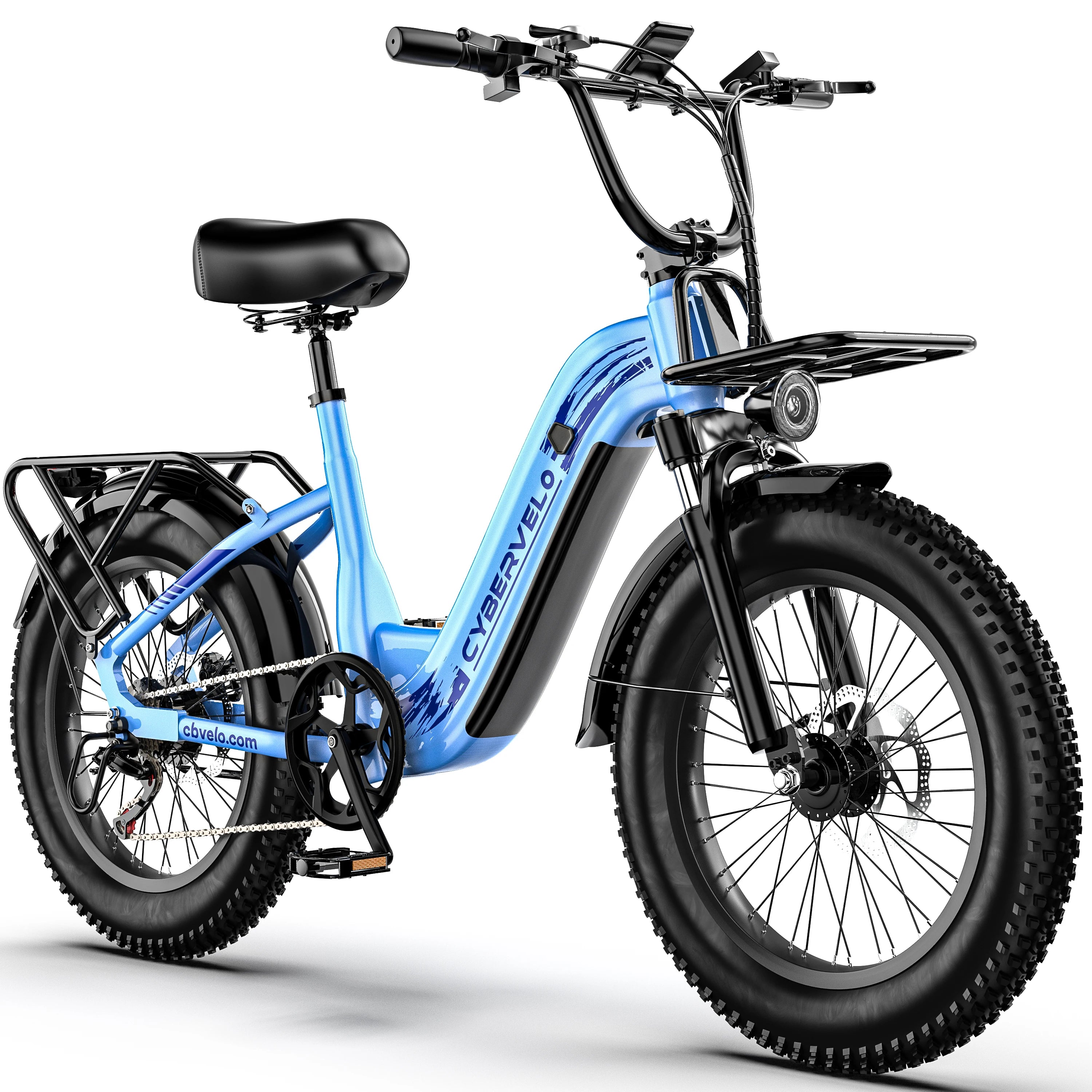1000W Peak Step-Through Electric Bike for Adults, 20 Inch Fat Tire Commuter Ebike, 48V 20Ah Removable Battery 7-Speed Gear System Equipped with Wider Saddle Basket & Kickstand EK8