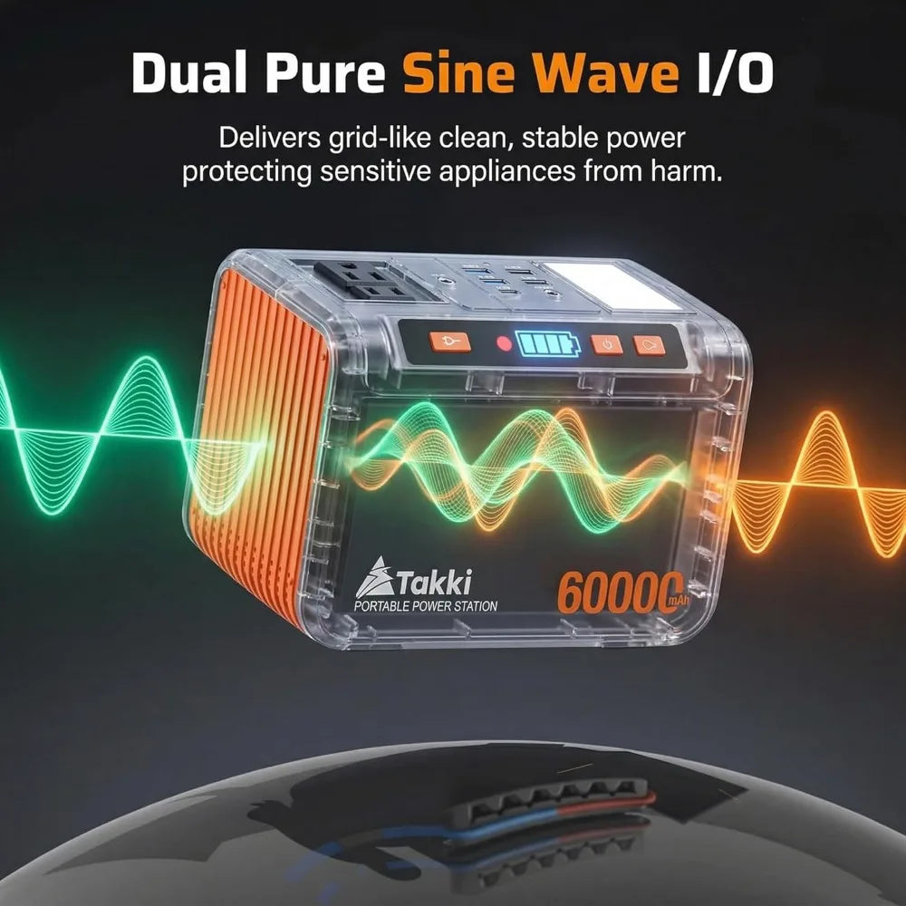 250W Portable Power Station 222Wh with 40W Solar Panel, Pure Sine Wave AC Outlet, Camping Emergency Backup, Lightweight Solar Generator for CPAP, Laptop, Fridge