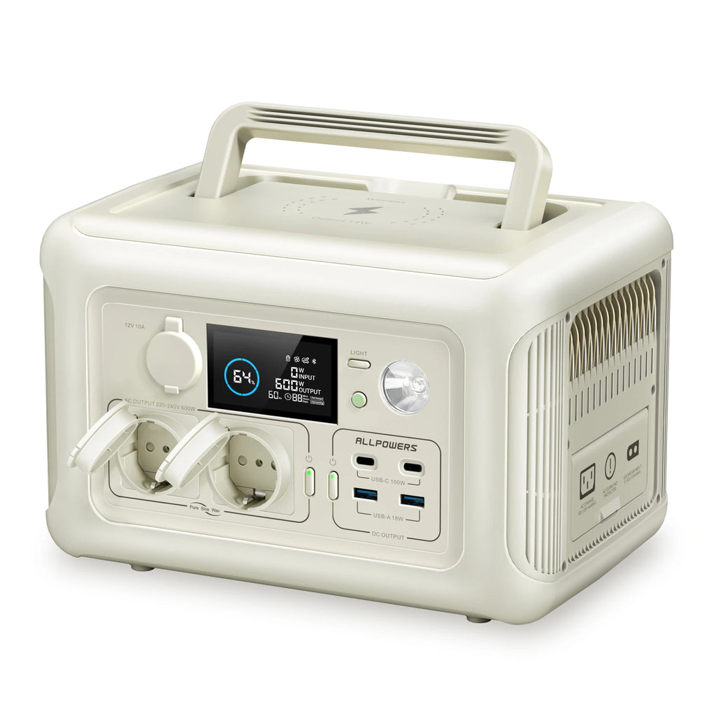 ALLPOWERS R600 Portable Power Station 600W 299Wh LiFePO4 Solar Generator UPS Battery Backup MPPT for Outdoor RV