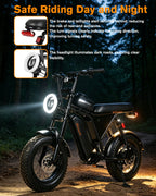Bodywel M16PRO 16" Electric Bike for Adults/Teens, Peak 1500W48V 15.6Ah Battery,Off-Road Motorcycle Full Suspension Fat Tire All-Terrain ebike US stock