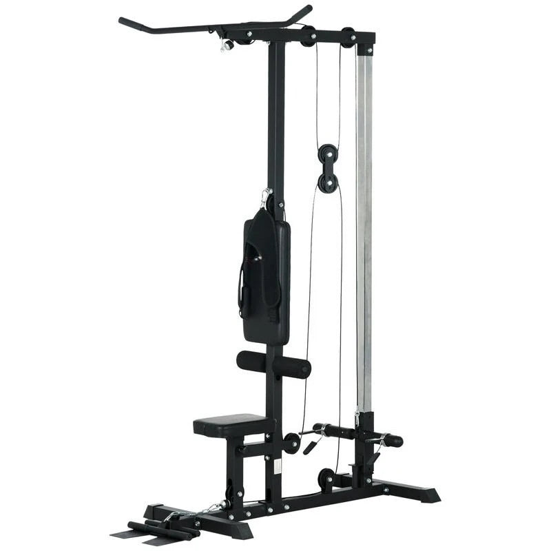 Home power rack, rowing machine, without weights, home fitness equipment, steel, faux leather, black