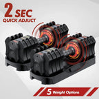 22.5LB 5-in-1 Quick Adjustable Dumbbells, Non-slip Fitness Set for Men & Women Home Workout