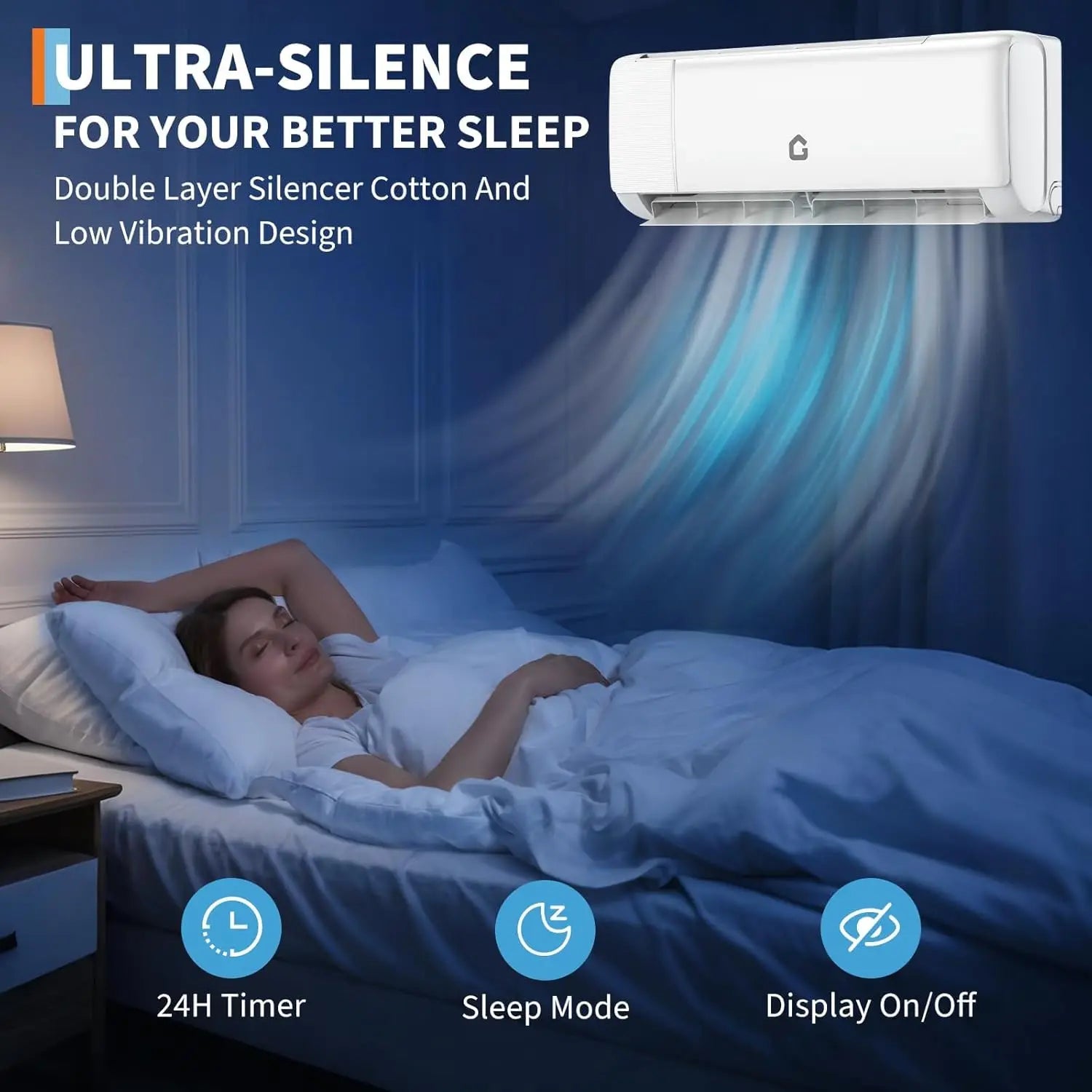 9000 BTU Mini Split Air Conditioner & Heater, 18.5 SEER2, 208-230v, Ductless AC Unit for 450 Sq.Ft, WiFi, Remote,Quiet Inverter