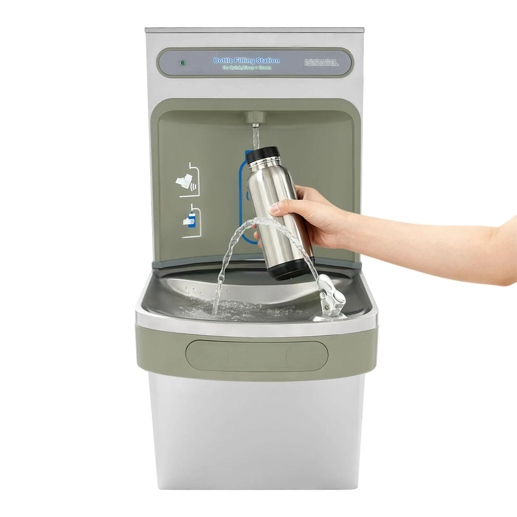 Wall Mounted Bottle Filling Station, Induction Water Dispenser with Cooling & PP Filter, 1.8GPM for Office Gym
