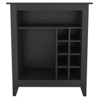 Black Bar Cabinet with Open Shelf, Wine Racks, and Drawer
