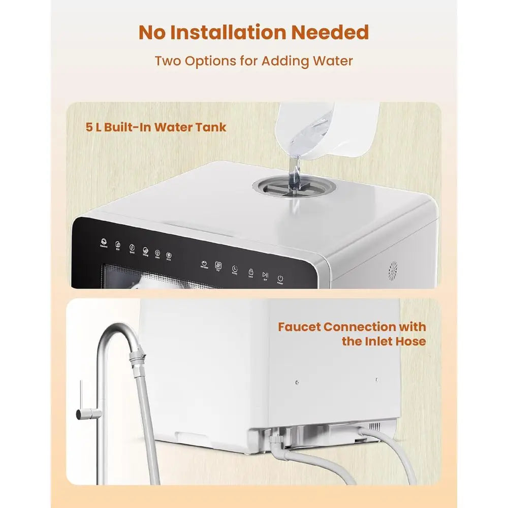 2025 NEW Upgraded Countertop Dishwasher with Water Softener and Enhanced Energy Efficiency, Portable Dishwasher with 8 Wash Prog