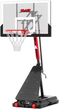 Outdoor Adjustable Basketball Hoop, 45 Inch Backboard, Black & Red, 10FT Height Portable System for Backyard & Driveway Play