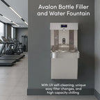 Avalon Wall Mounted Water Fountain with Bottle Filling Station, High Capacity Cooling, Sensor Dispensing, Self Cleaning, Digital Bottle Counter Display, Dual Filtration, ADA Compliant