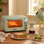 BUYDEEM T103 12QT Countertop Toaster Oven, Retro Mini Oven with 7 Cooking Modes, No Preheat Carbon Fiber Heating, LCD Temperature Control, Bake Broil Toast Bagel Pizza Reheat, Grill Rack Baking Tray