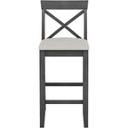 Gray 3-Piece Wooden High-Top Pub Table and Chairs Set for Breakfast Nook