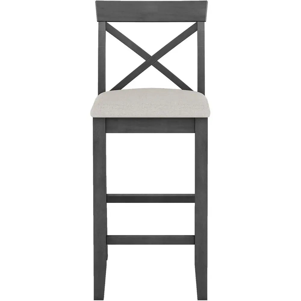 Gray 3-Piece Wooden High-Top Pub Table and Chairs Set for Breakfast Nook