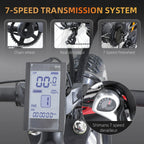 Xtion 750W 28MPH Electric Mountain Bike, Ebike 48V 15Ah 37Mile All-Terrain Fat Tire Bicycle, Dual Suspension 7 Speed