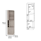 Light Gray Bar Cabinet with 8 Wine Cubbies and Double Doors
