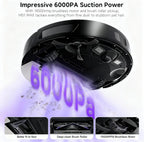 6000Pa Robot Vacuum & Mop with Self-Emptying Dock, LiDAR Navigation, 180min Runtime, App/Voice Control for Pet Hair & Hard Floors