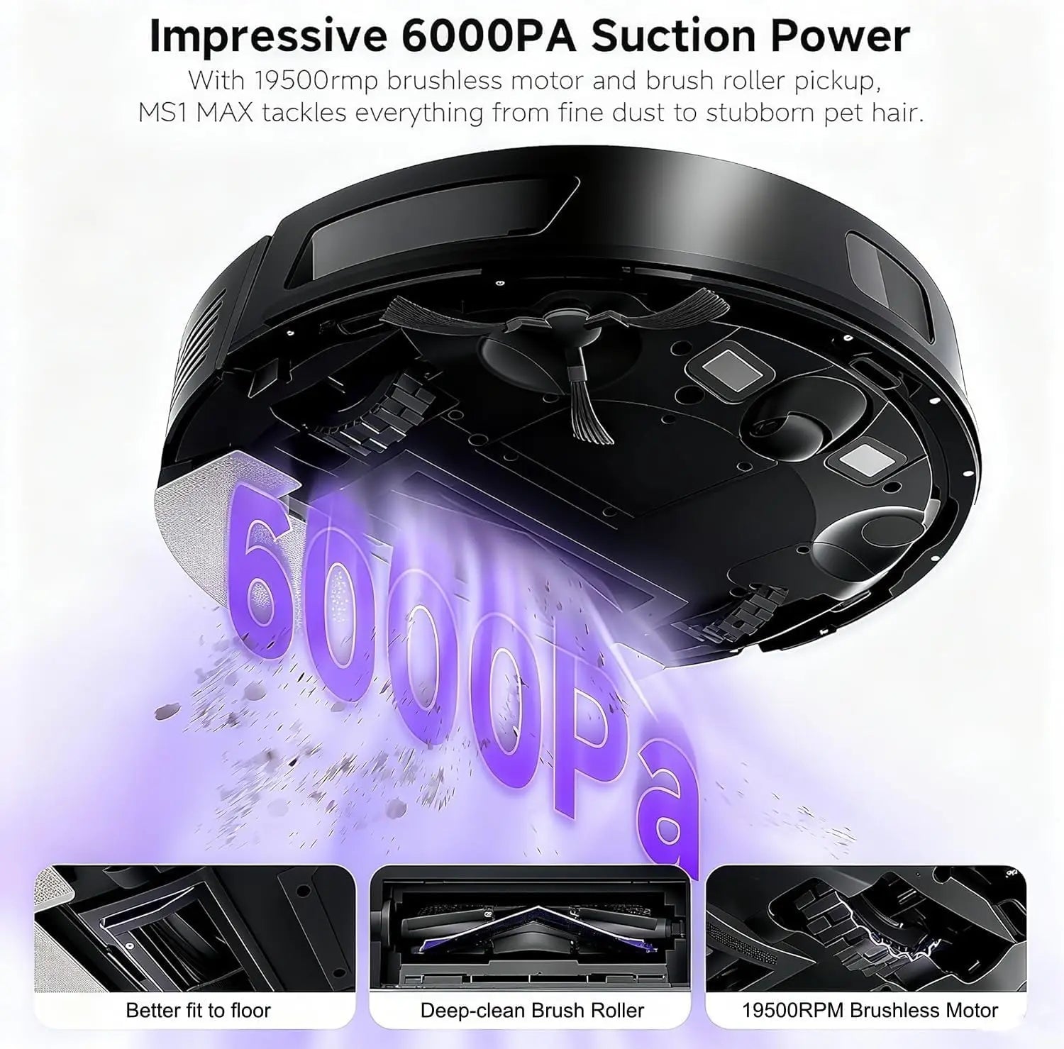 6000Pa Robot Vacuum & Mop with Self-Emptying Dock, LiDAR Navigation, 180min Runtime, App/Voice Control for Pet Hair & Hard Floors