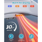 Bidet Toilet Seat, Elongated Electric Smart Heated Toilet Seat with Warm Water & Dryer, Self-Clean Nozzle, Night Light, Soft-Clo