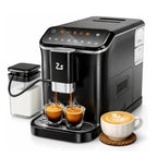 Fully Automatic Espresso Machine, Touchscreen Coffee Maker w/Built-in Grinder, Auto Milk Frother for Latte Cappuccino, 1.5L Water Tank & Dual Boiler Heating, Black/Silver 120V 1350W