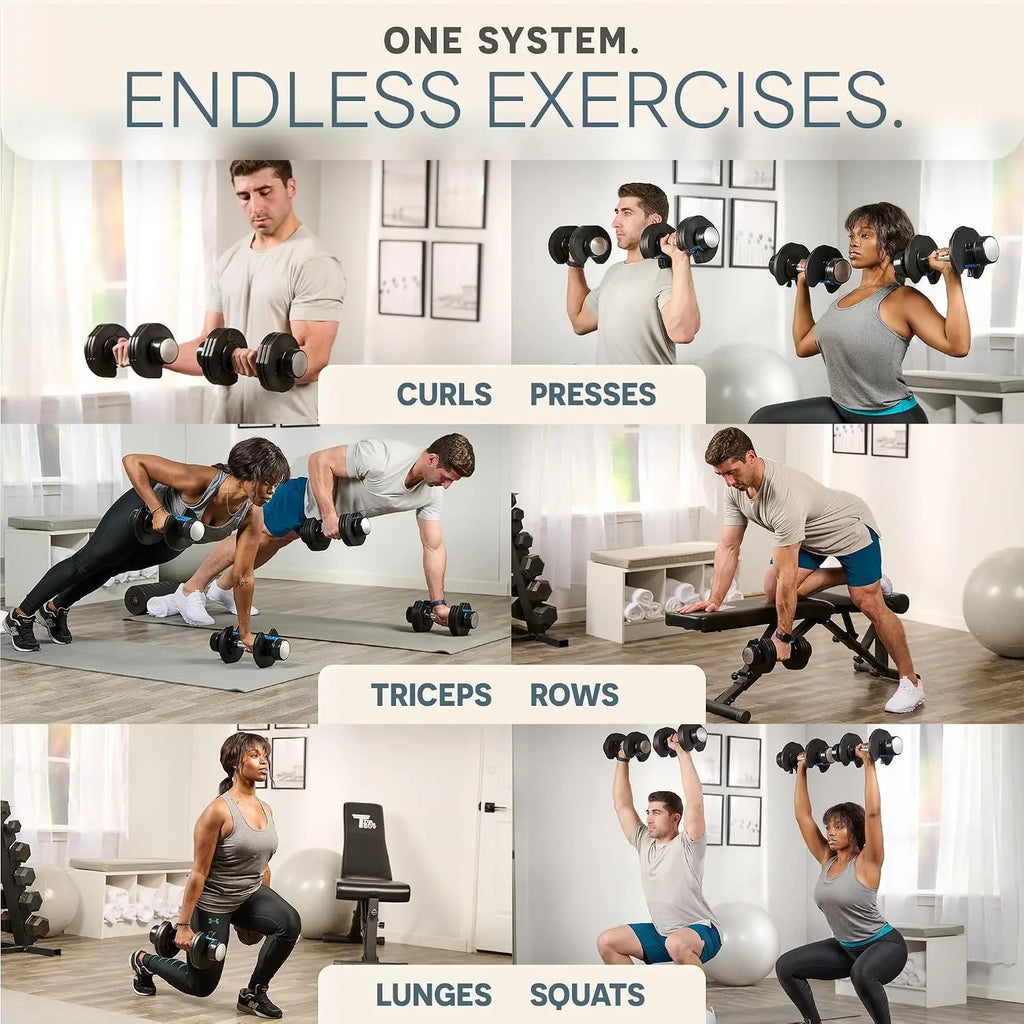 Adjustable Dumbbells Set 25 lbs Each with Rack, Quick-Change Weights 5-25 lbs for Home Gym Strength Training