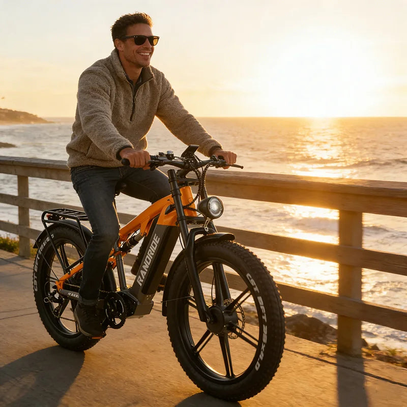 US STOCK RANDRIDE YX80 2000W Dual Motor All-Terrain E-Bike 48V 20Ah Long Range Full Suspension 7-Speed Off-Road Electric Bike