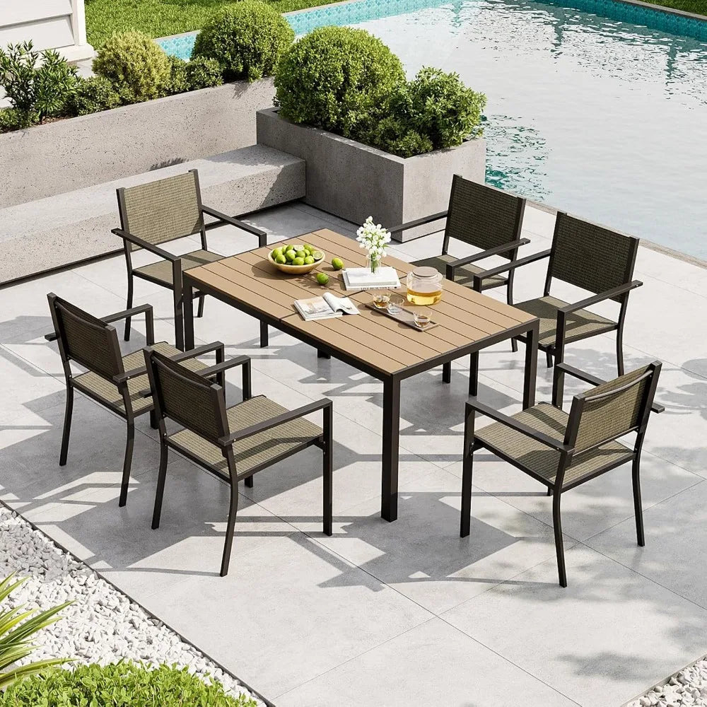 7-Piece Outdoor Dining Set for 6, Textilene Chairs & Metal Table, Perfect for Backyard, Garden, Poolside