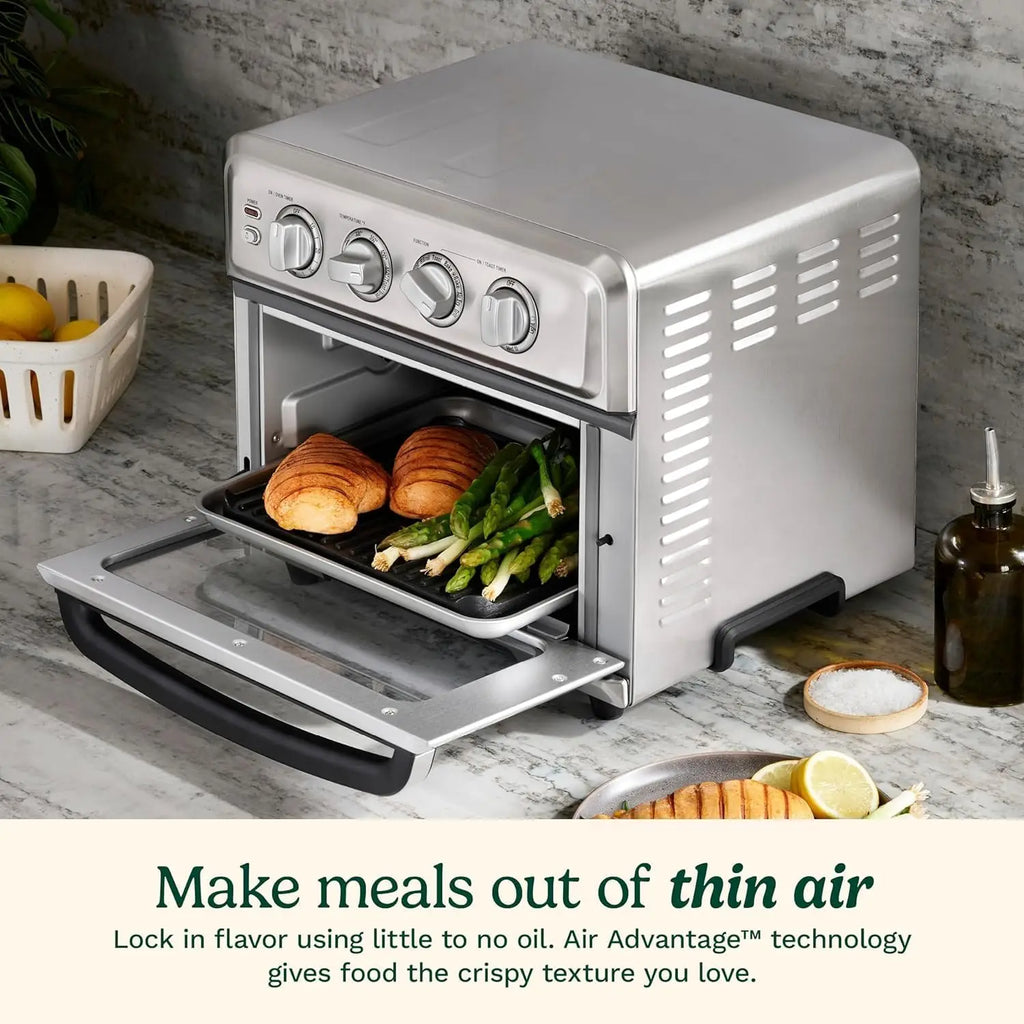 Air Fryer Toaster Oven 1800W 8-in-1 with Air Fry, Convection, Broil & Warm, 0.6 Cu Ft, 60-Min Timer, Stainless Steel