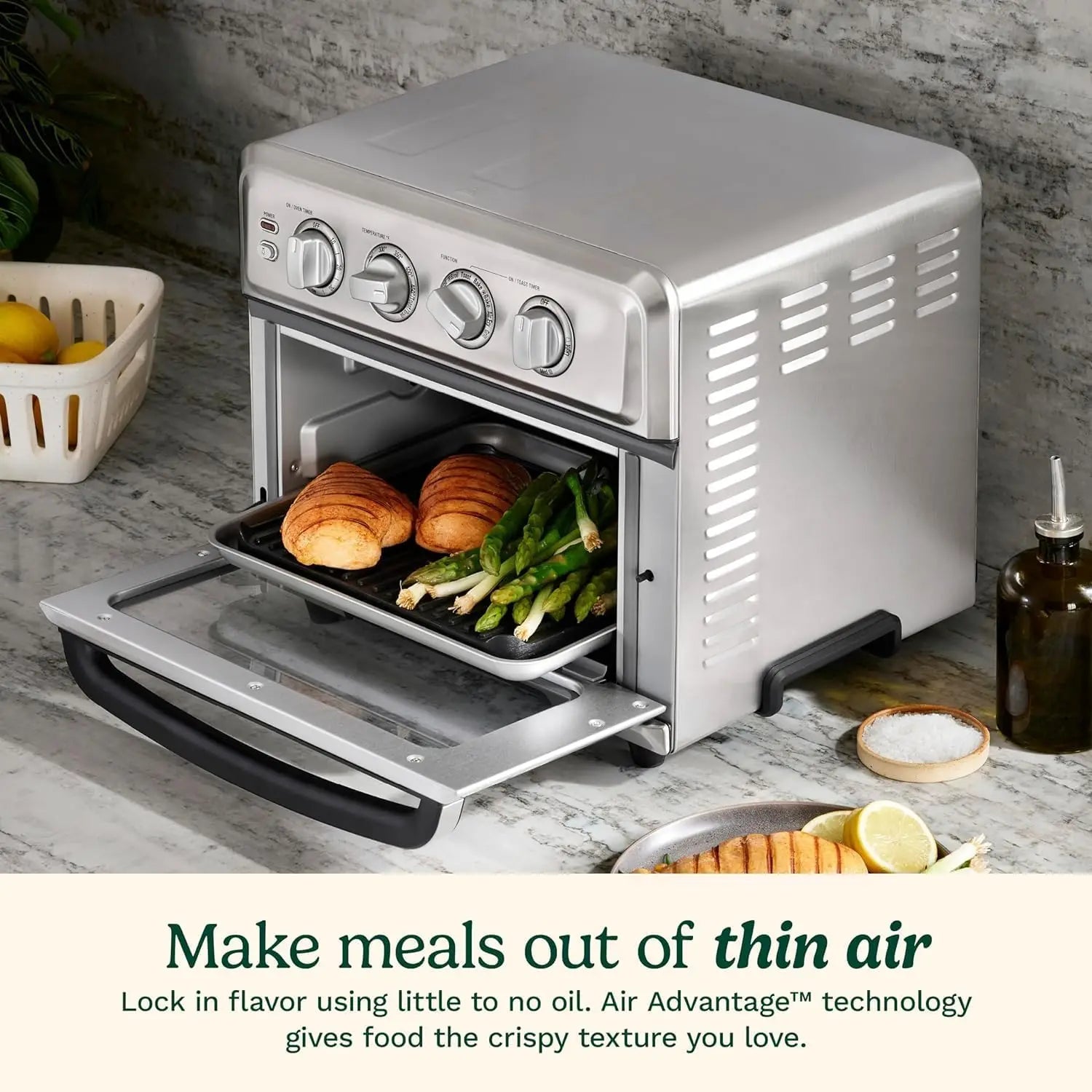 Air Fryer Toaster Oven 1800W 8-in-1 with Air Fry, Convection, Broil & Warm, 0.6 Cu Ft, 60-Min Timer, Stainless Steel