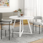 Durban 3-Piece Round Dining Set: Trestle Table with 2 Boucle Chairs