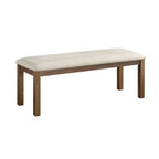 Brown Finish Rectangular Dining Table Set with Beige Upholstered Bench and Chairs, Transitional Kitchen Furniture